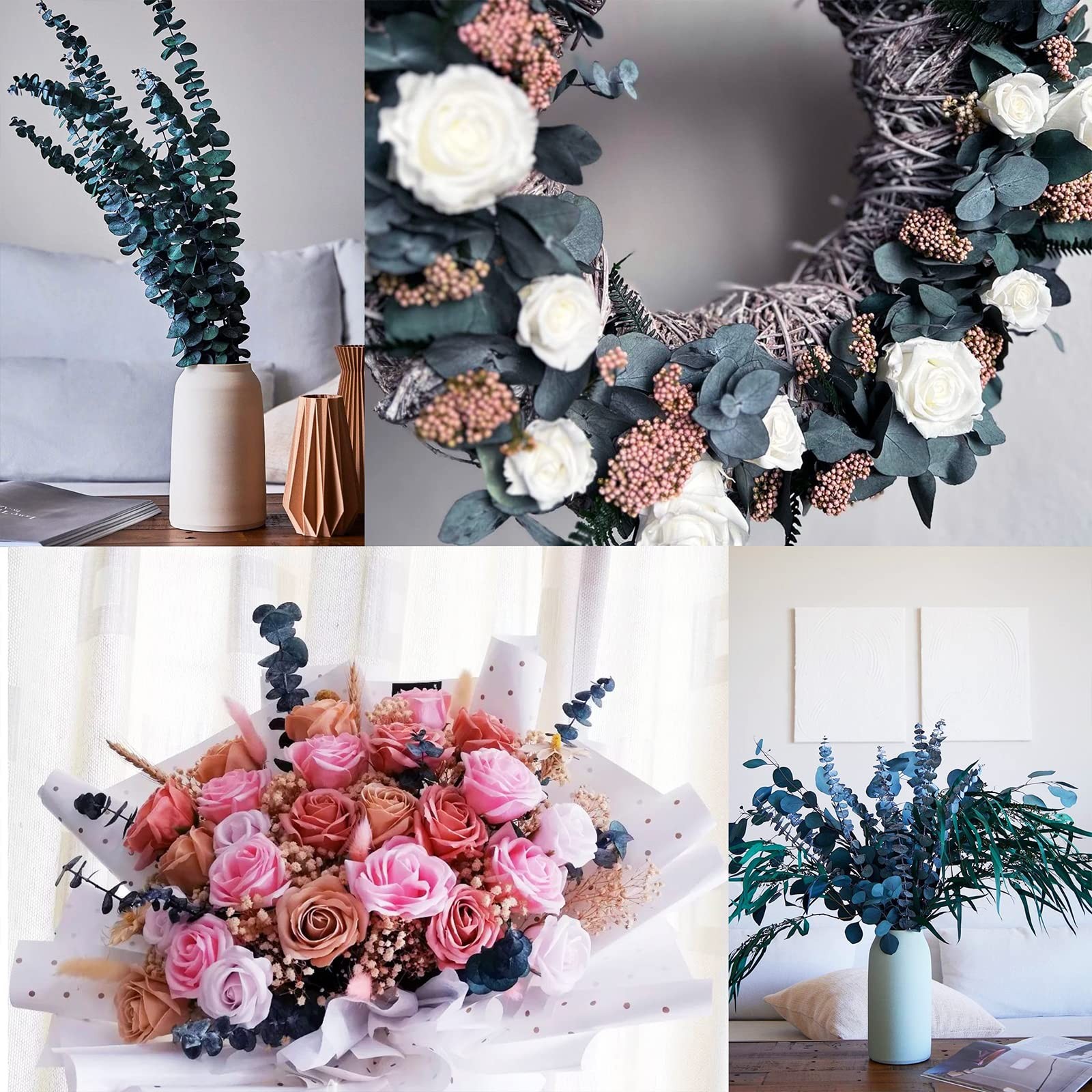 Preserved-Dried-Eucalyptus-Stems,16-17″ Natural Blue-Green Eucalyptu Plant Li…
