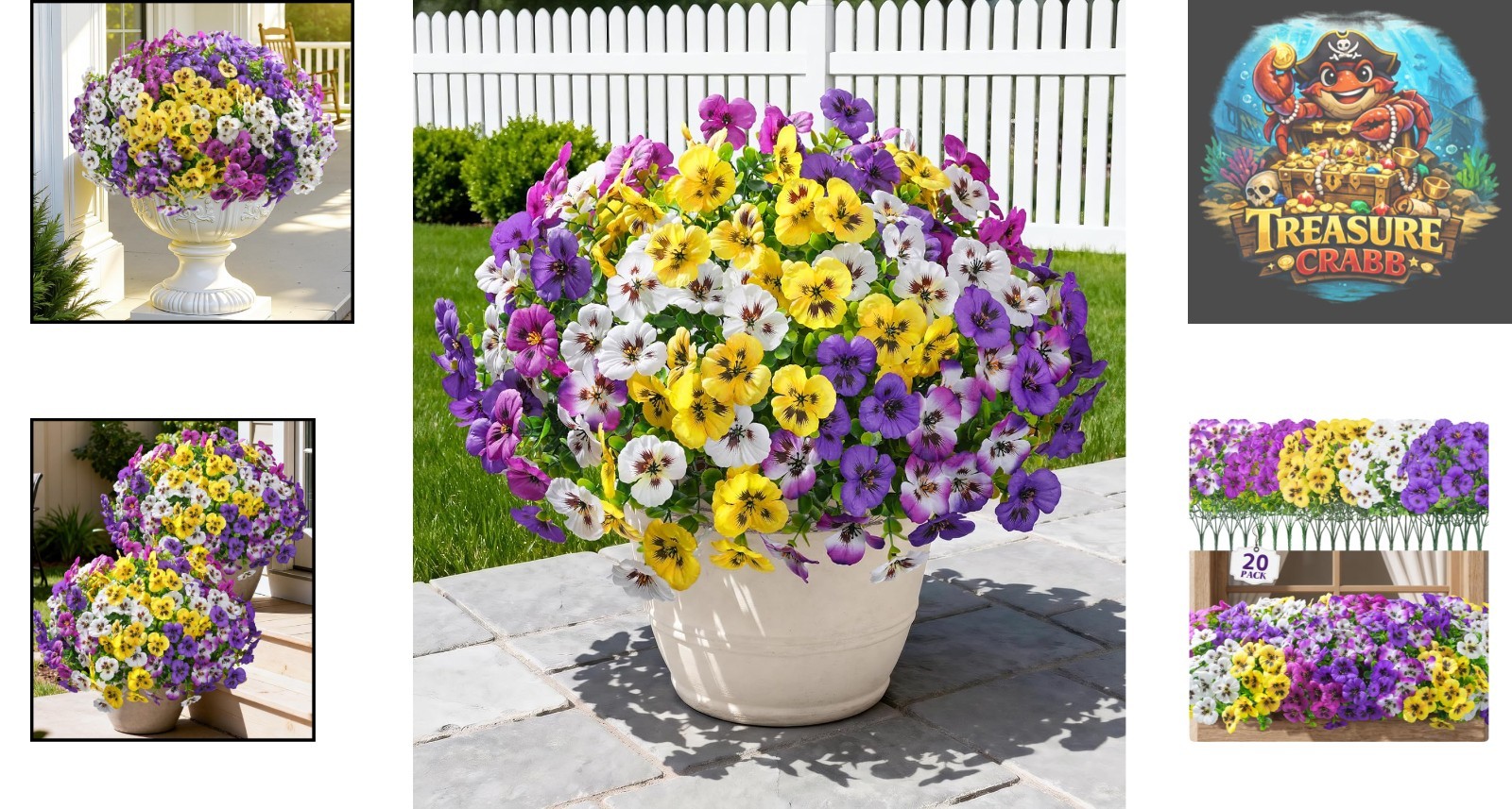 Vibrant 20PCS Mixed Color Artificial Pansies – Perfect for Patios & Gardens