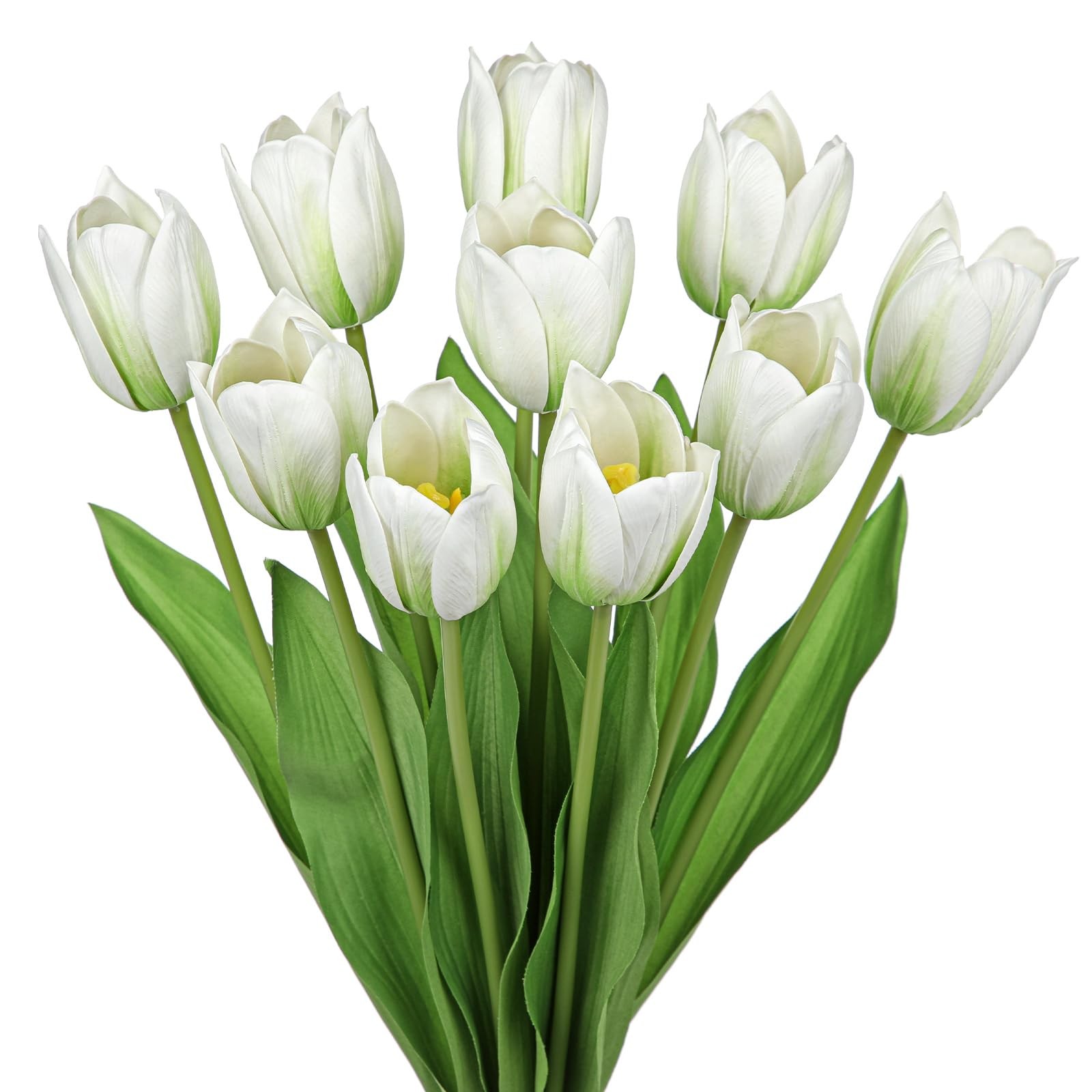 Artificial Tulips Flowers – 20″ Long Stem Faux Tulips, 10PCS Real Touch Fake …