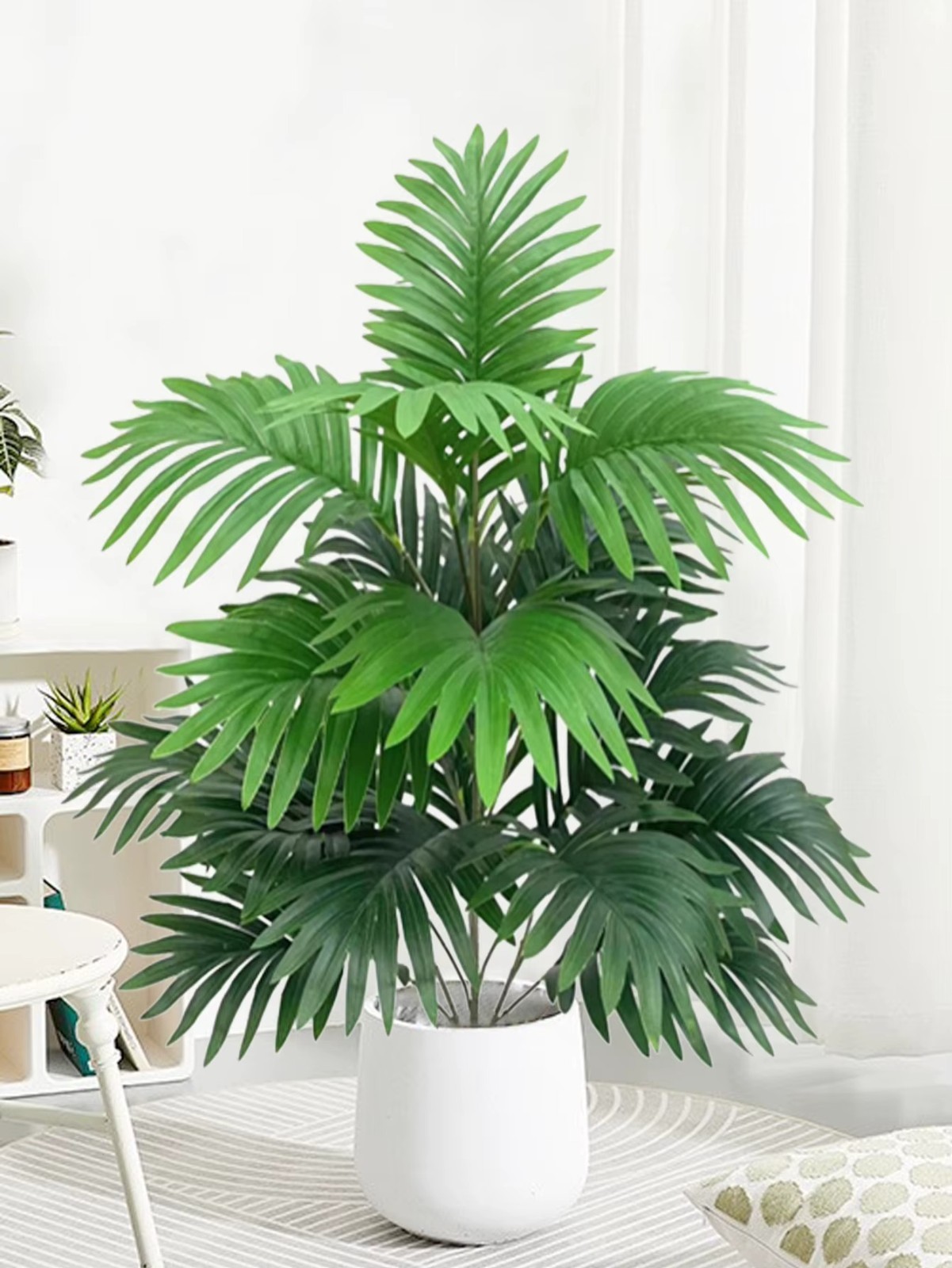 70-80cm Large Artificial Palm Tree Tropical Green Leaves Fake Plants Plastic…