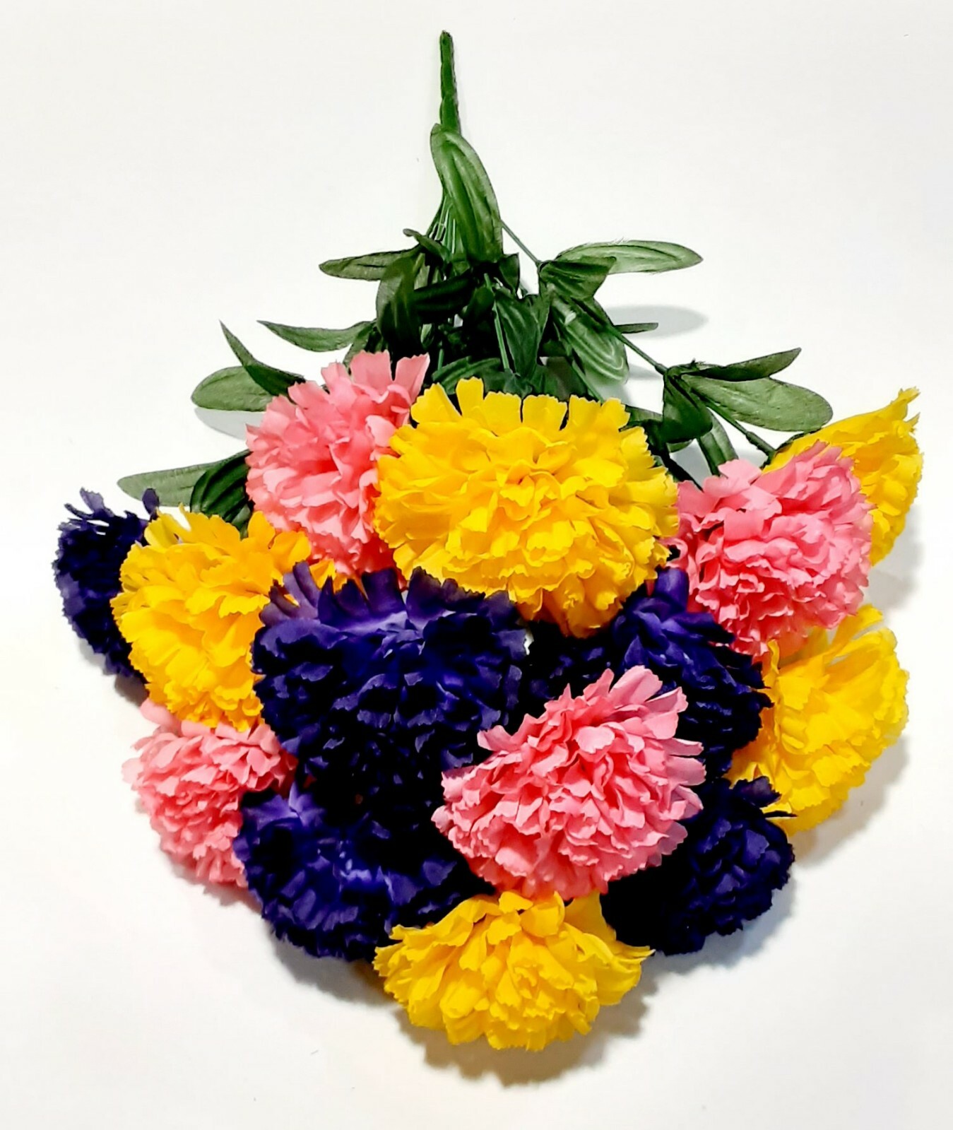 Yellow Purple & Beauty 3.5″ Carnation 20″ Lg Bush Silk Flower Home In/Outdoor US