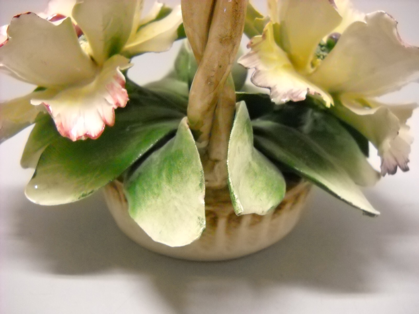 VINTAGE Capodimonte Porcelain Flower Basket Centerpiece Made in ITALY