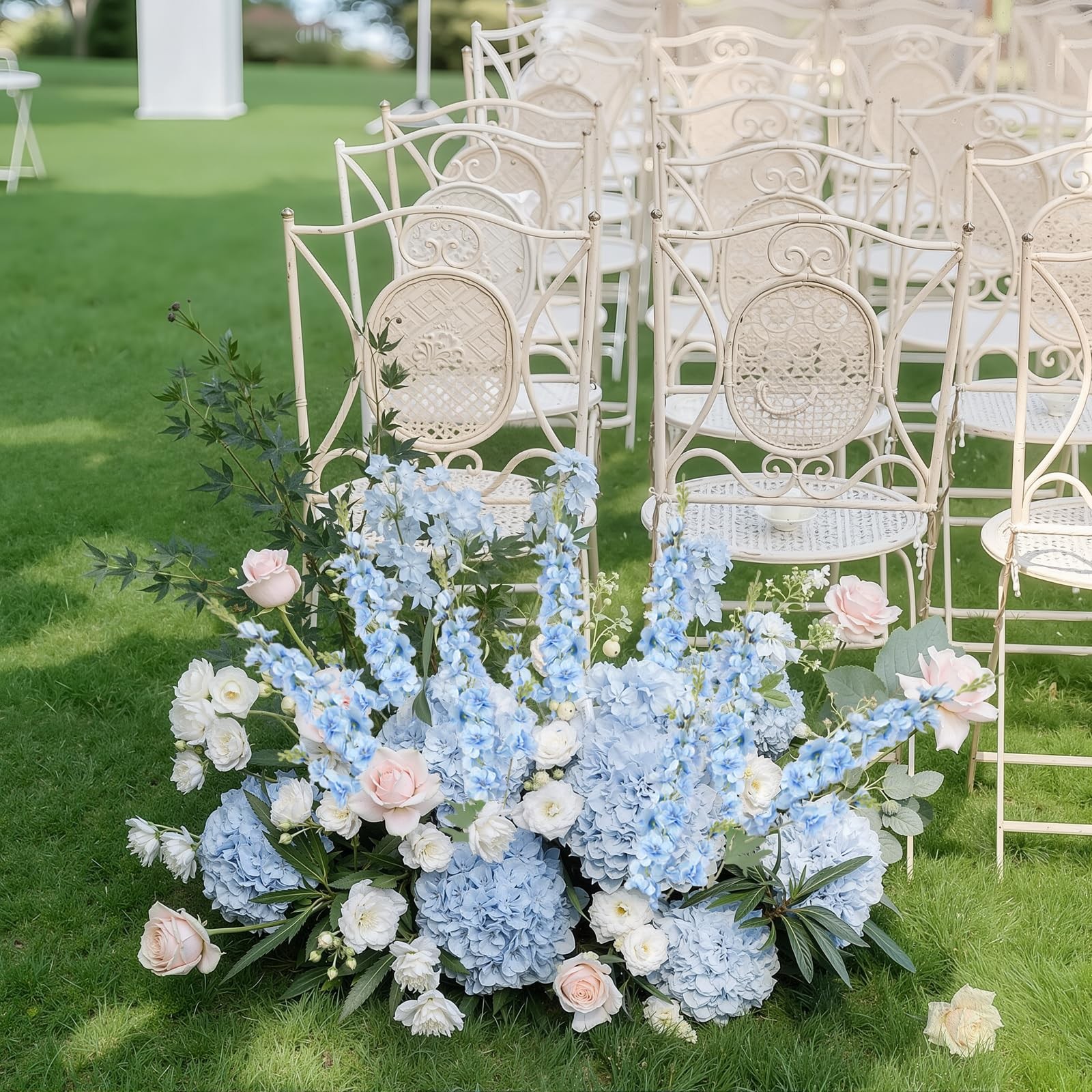 COEWUR 16Pcs Light Blue Delphinium Artificial Flower 33.5” Faux Flowers Long…