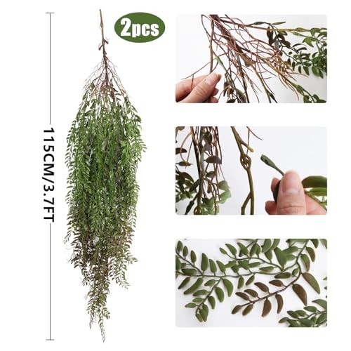 Artificial Hanging Plants Faux Ivy Vine Leaves 2Pcs Fake Plants Green Brown