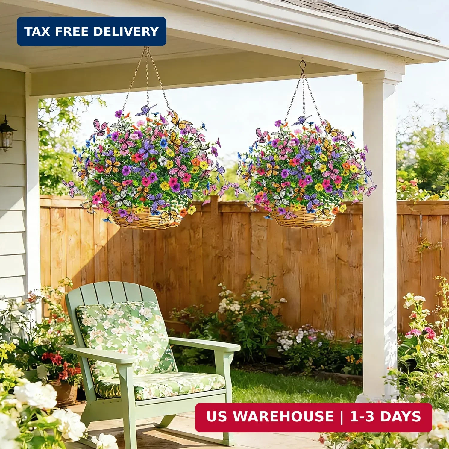 Der Rose 12Pcs Artificial Flowers for Outdoors with Large Fake Butterfly Flowers