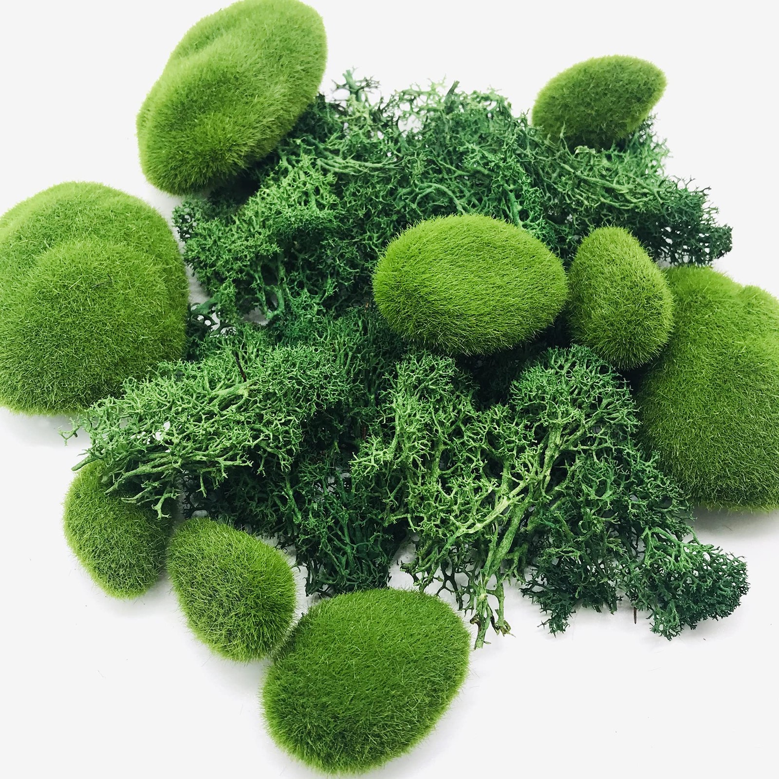 Artificial Moss Fake Moss Decorative 30 PCS Green Moss Balls and 30 Gram Pres…