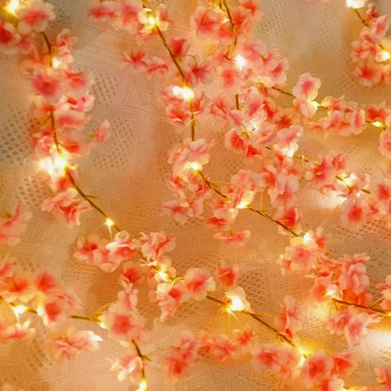 Artificial Sakura Flower Vine – 180cm Silk Garland for Wedding & Home Decor