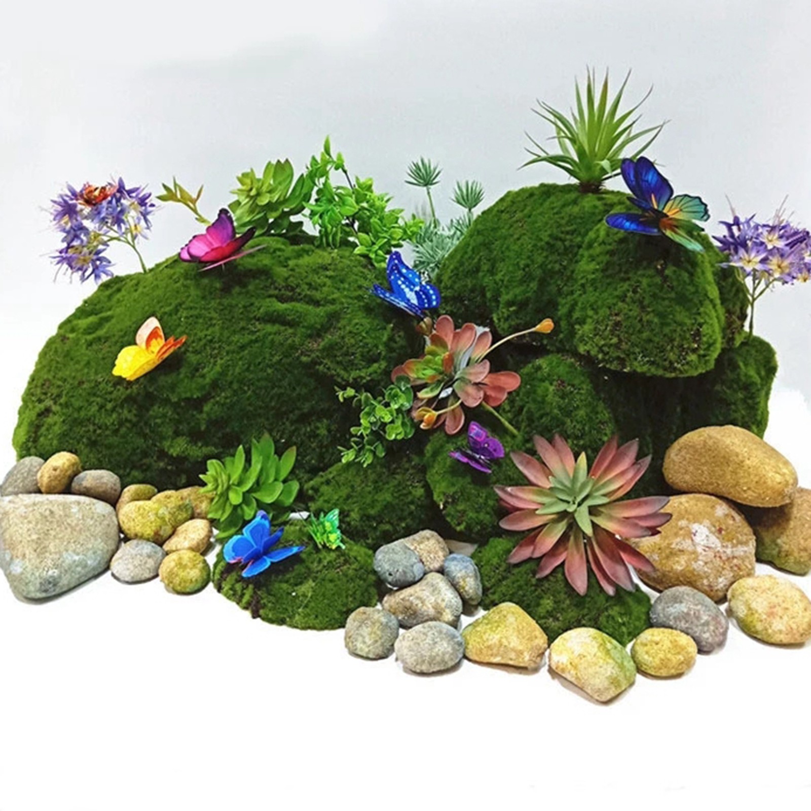 8 Pcs Artificial Rocks Model Decorative Faux Green Assorted