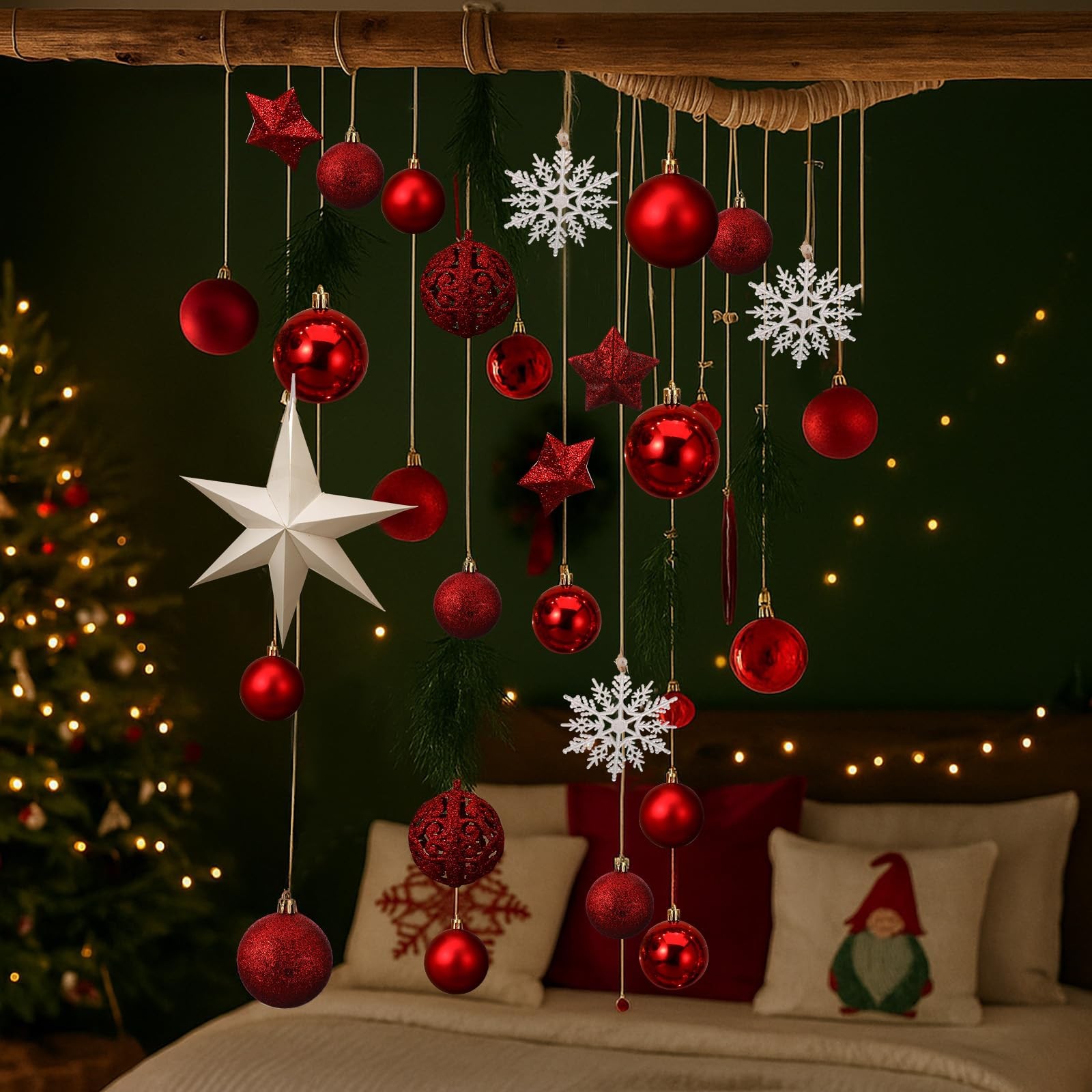Christmas Wall Hanging Decor with Light Wooden Branch Christmas Door Hanging …