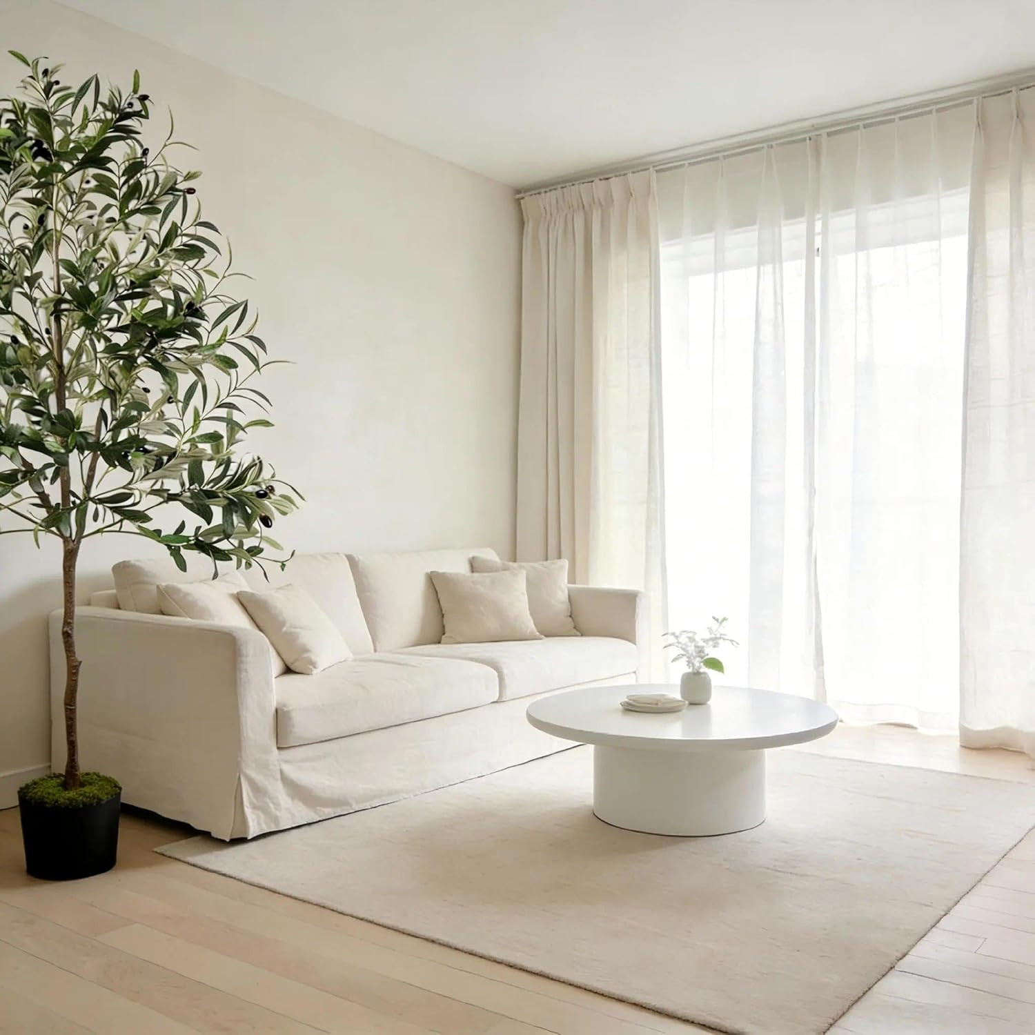 Olive Trees Artificial Indoor, 6FT Faux Olive Tree with Black Planter, Tall Fake