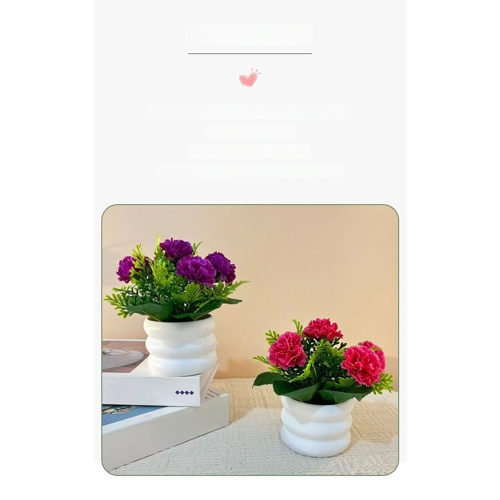 Silk Carnation Flower Arrangement 5 Pack for Living Room Bedroom Decor