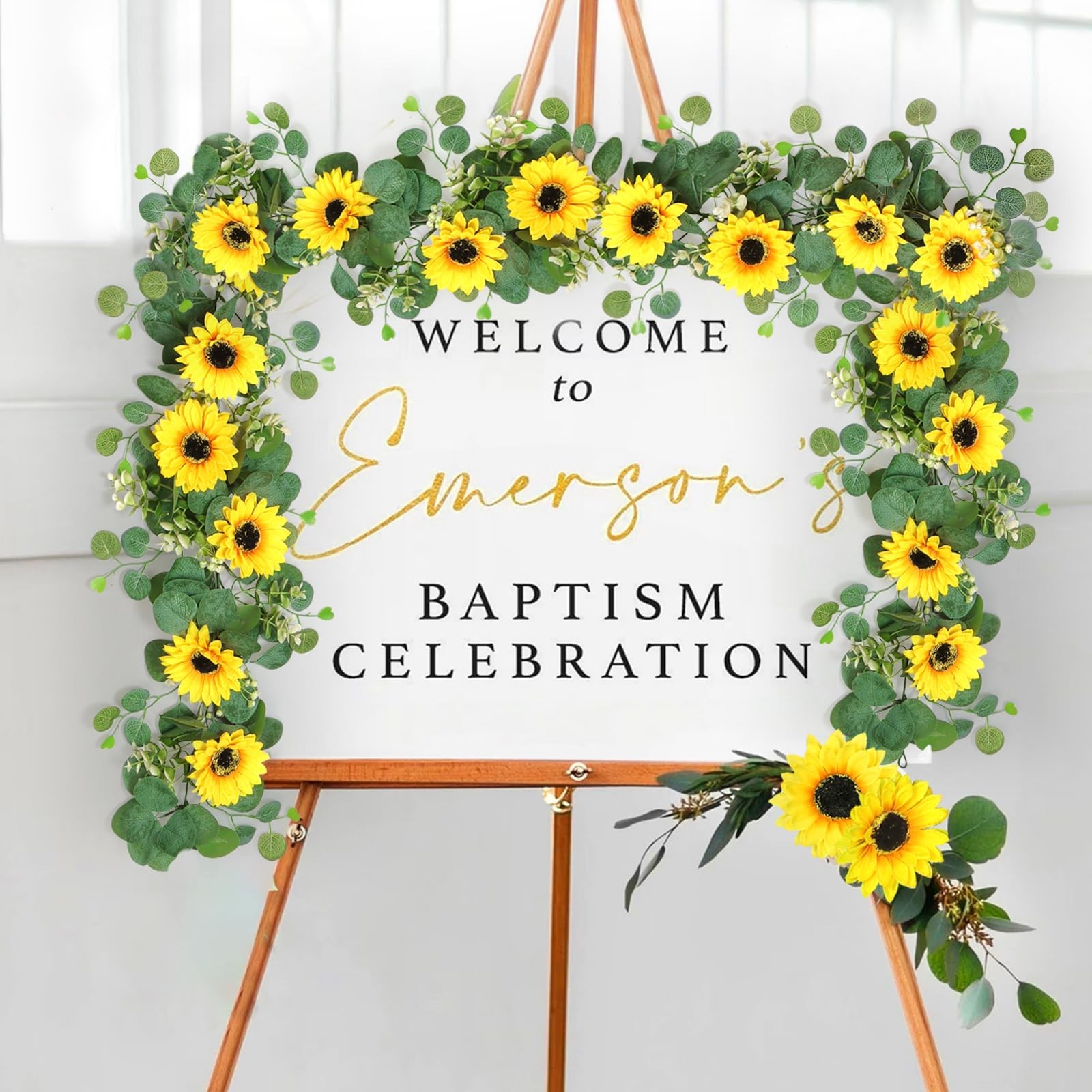SOMYTING Artificial Sunflower Garland, 4 Packs 6ft Silk Sunflowers Vines Hang…