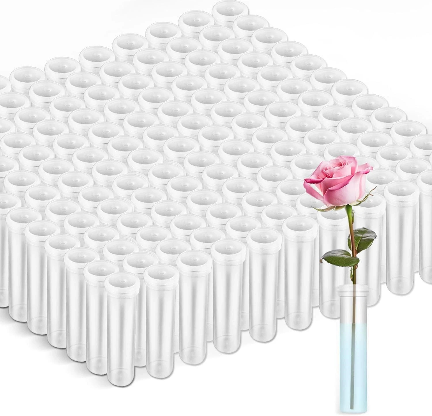 100 Pack 2.83inch Floral Water Tubes Plastic Flowers Vials Small Flower Water…