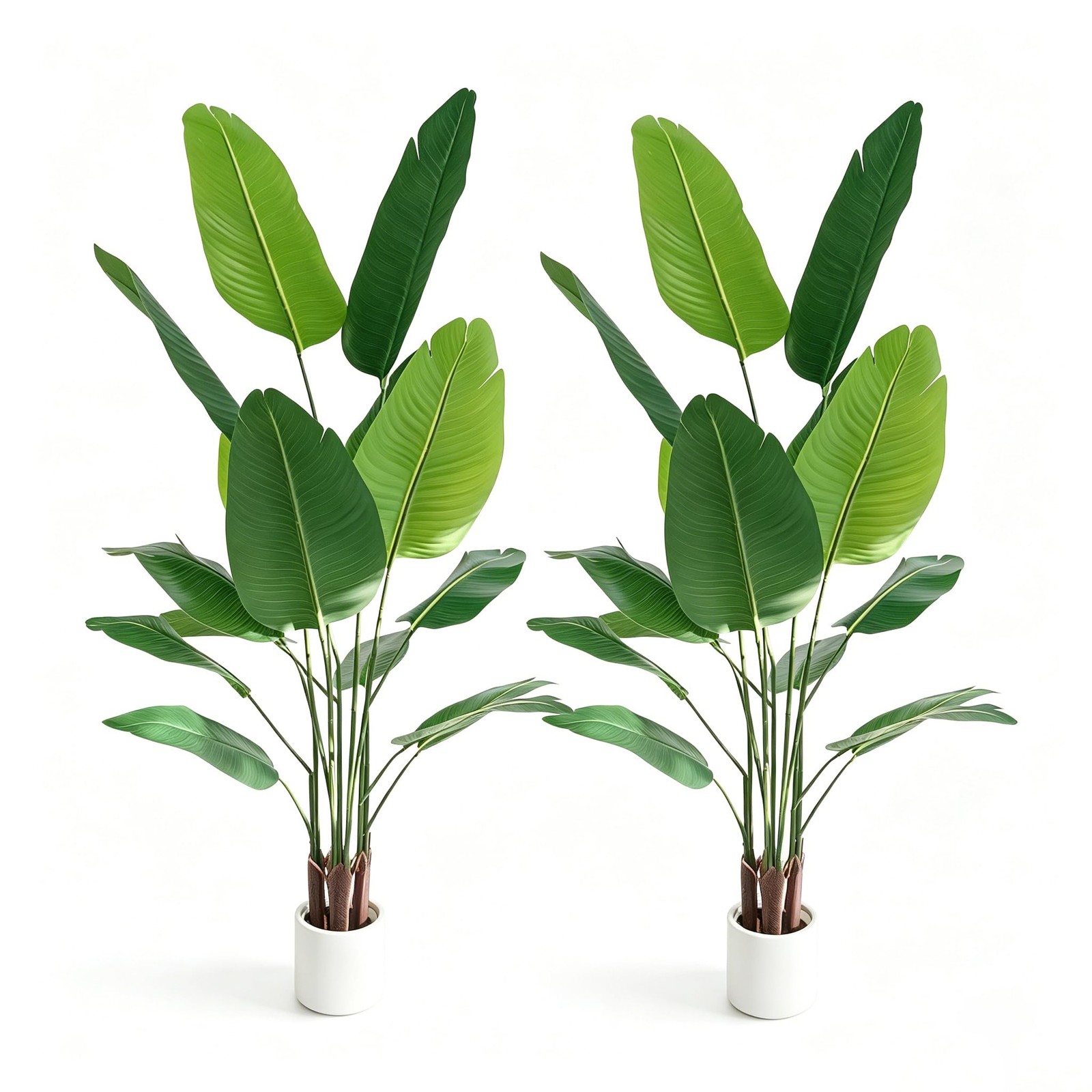 2 Pack Artificial Bird of Paradise Plant 5.2 ft Tall Faux Banana Leaf Tree