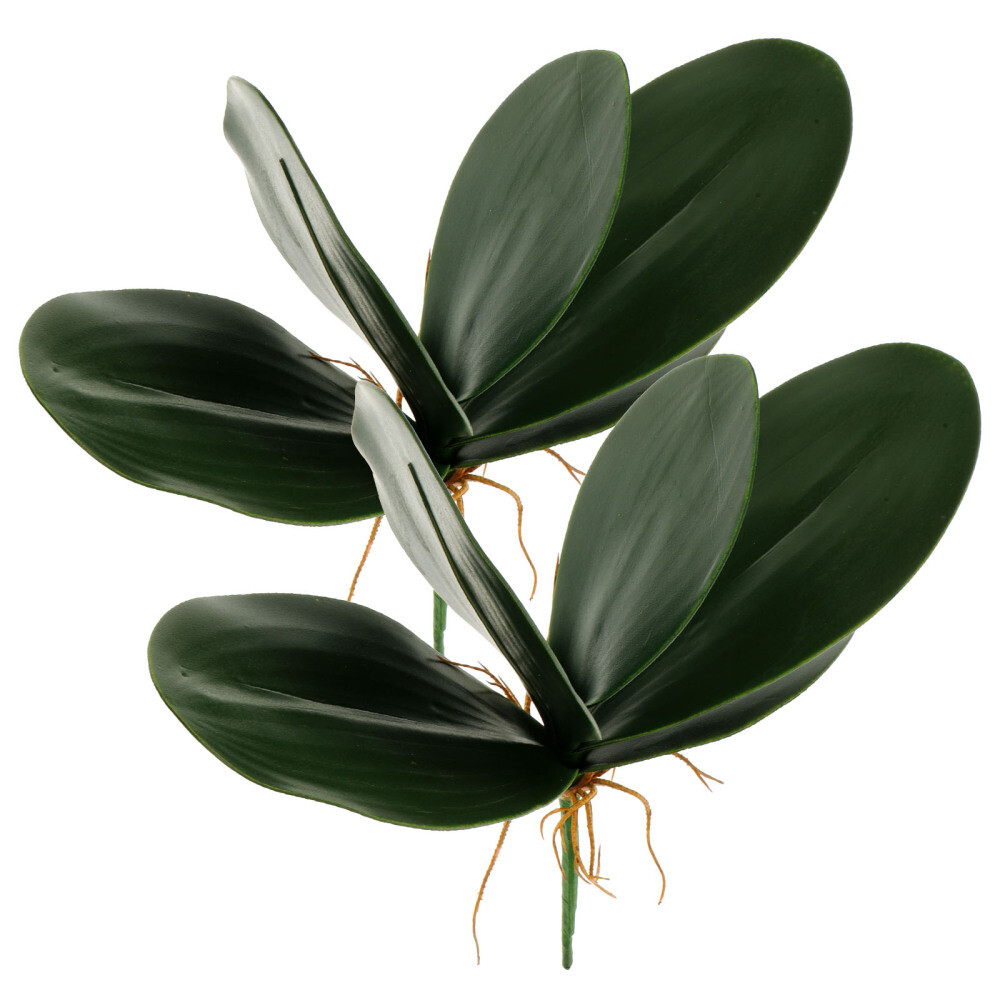 2 Pcs Artificial Plants Orchid Fake Flowers White Simulation Leaves Home Decor