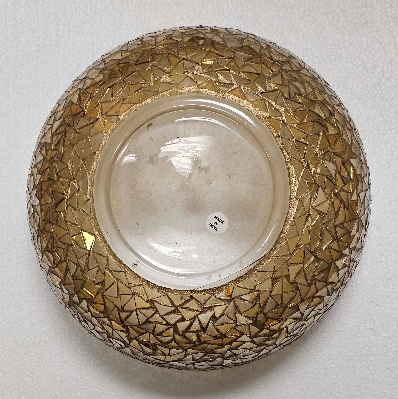 Compote Bowl Gold Mosaic on Glass Triangle Chips 9″Dia 4″High FREE SHIPPING
