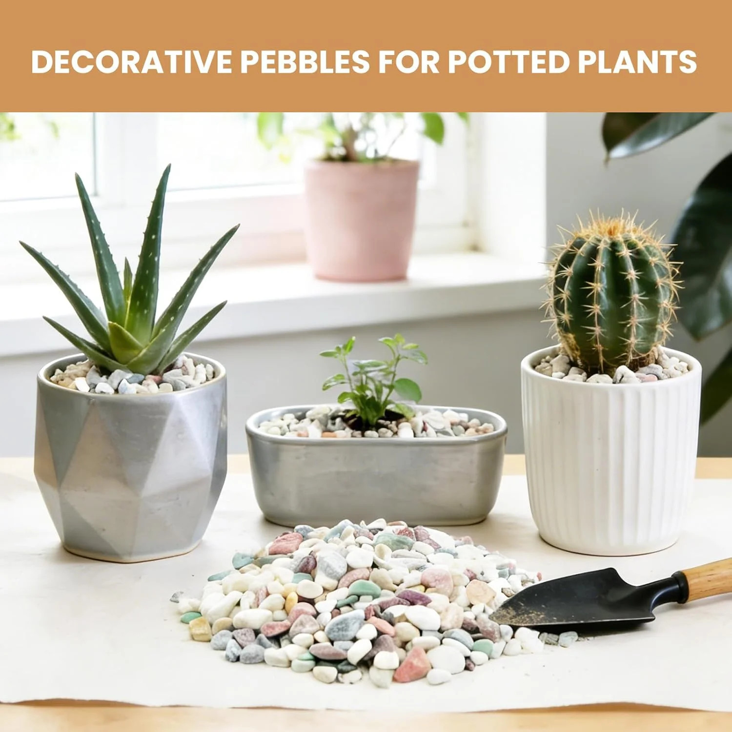 3/8 Inch Decorative Pebbles, River Rocks for Indoor Plants, Succulents, Planters