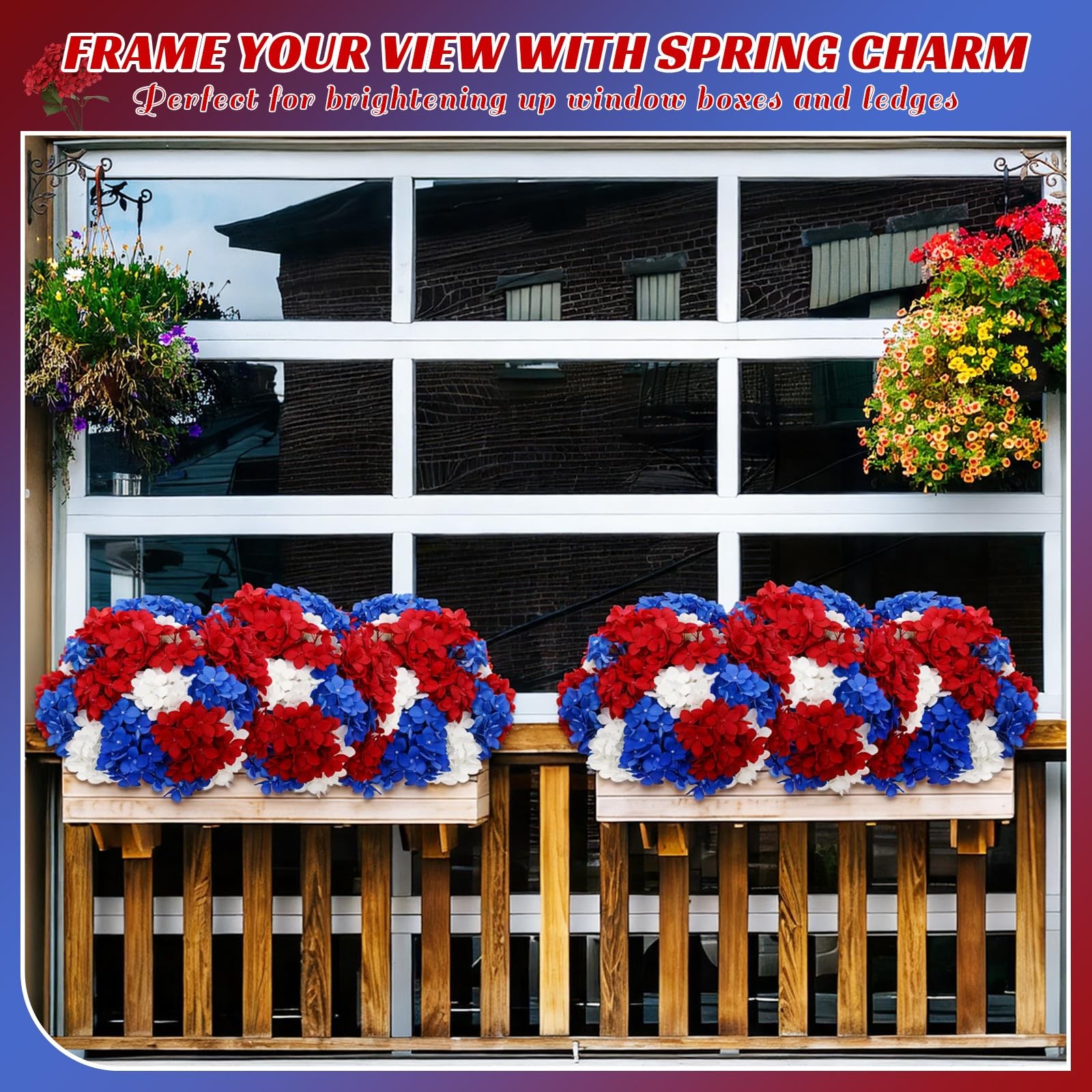 Blue Red and White 6 Bundles Hydrangea Artificial Flowers Bulk 30 Heads 20” …