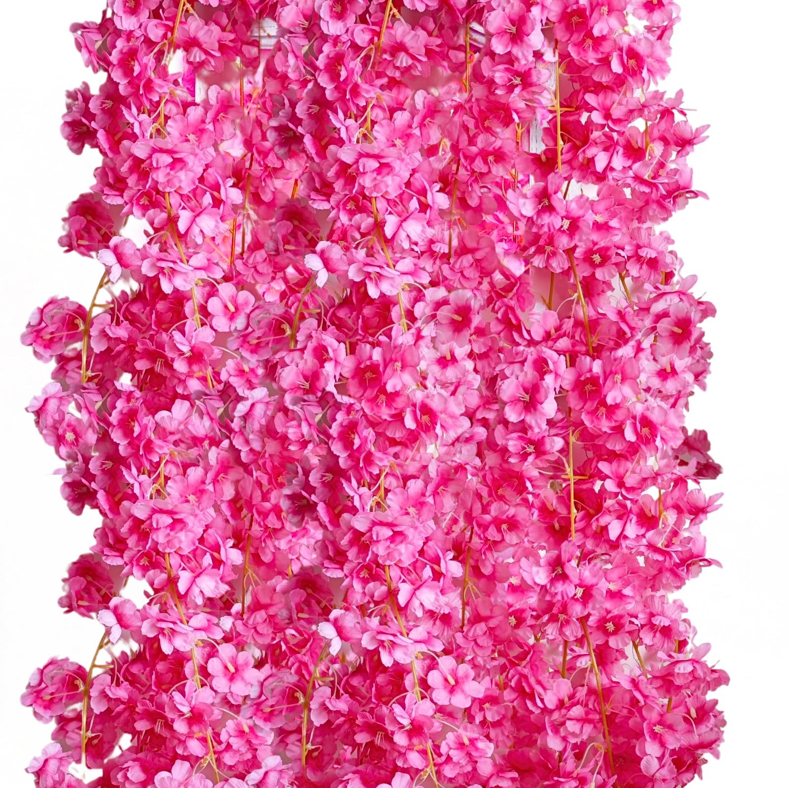 Artificial Cherry Flower Vines, 8Pcs Cherry Blossom Garland Hanging Silk Arti…