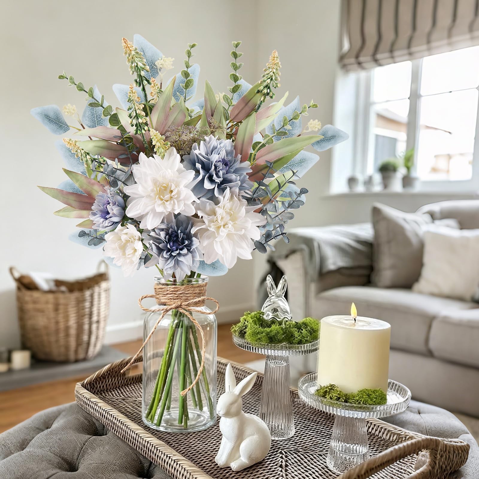 Fake Flowers in Vase Artificial Flowers Coffee Table Decor, Faux Flowers in V…