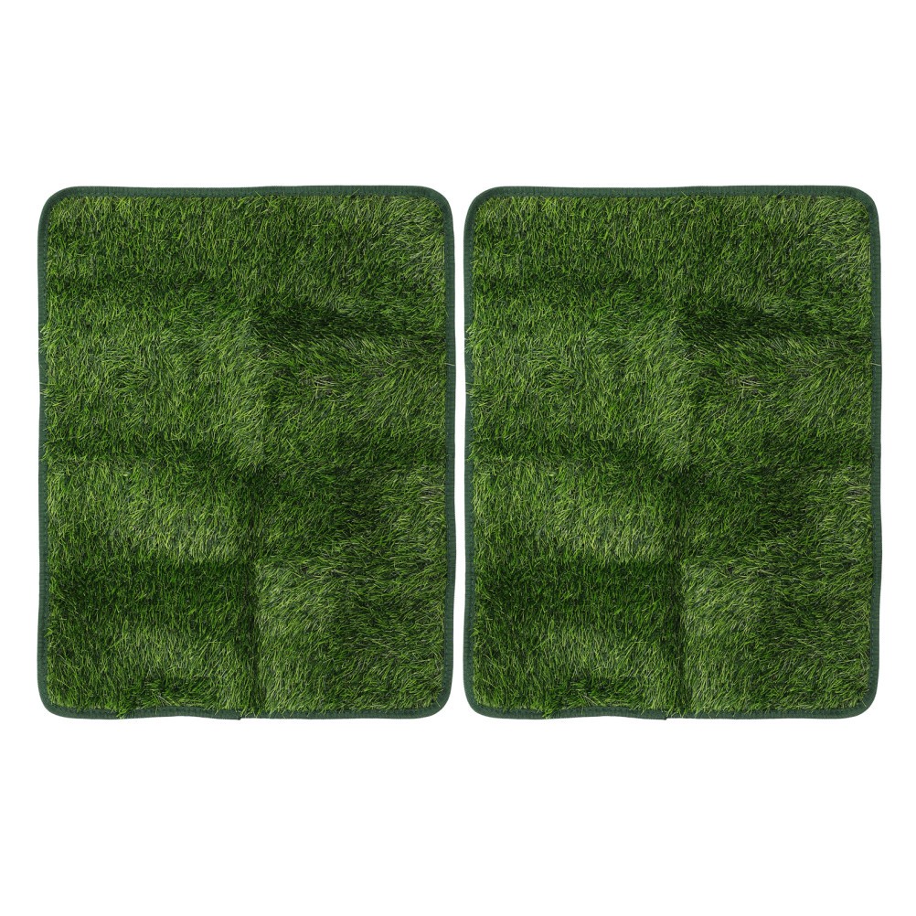 2Pcs Indoor Outdoor Dog Potty Grass Pad Green Artificial Turf Rug Washable Mat
