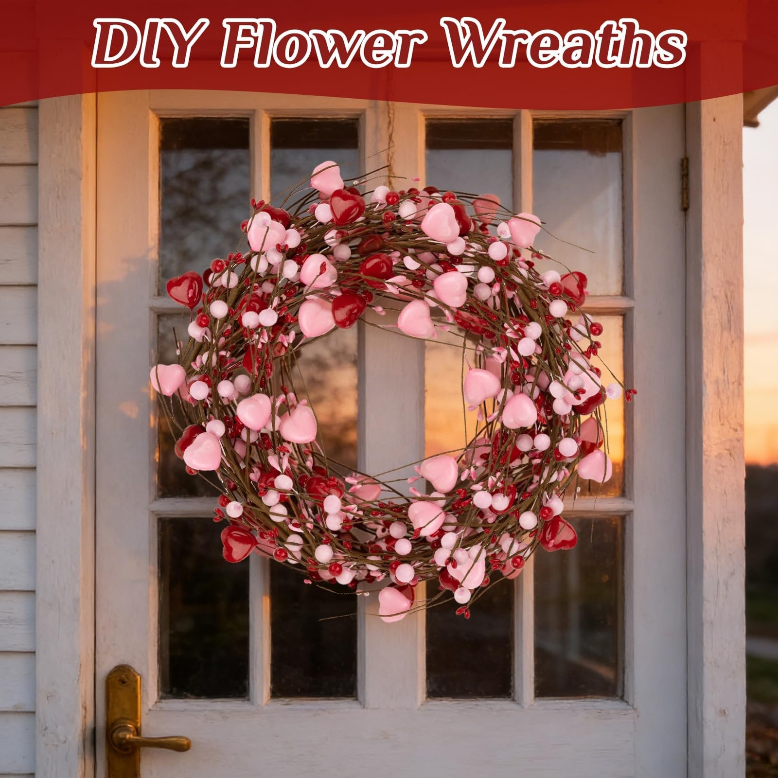 6PCS Artificial Red Stems – 16.5″ Heart Picks for Vase, Mother’s Day Floral D…