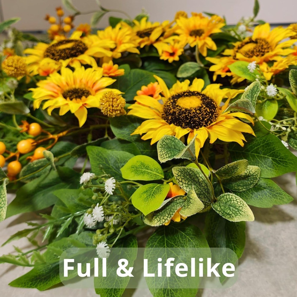 24In Handmade Sunflower Wreath Spring Summer Front Door Home Decor