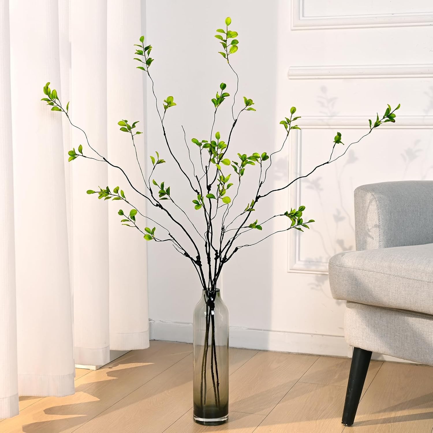4PCS Artificial Ficus Branches for Vase, Faux Greenery Stems for Vase Filler,