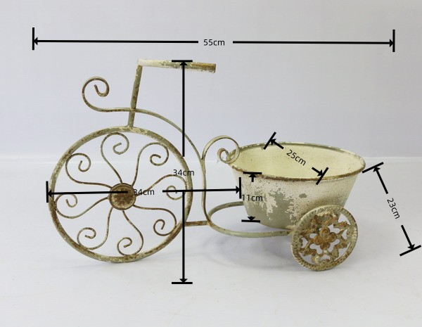 Rustic Bicycle Wall Planter, Metal Wire Hanging Basket, Vintage Flower Pot Decor