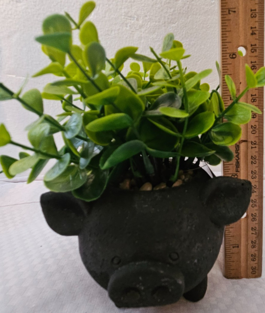 Super Cute True Living Faux Greenery Pig Planter/ Home Decor/ Spring Decor