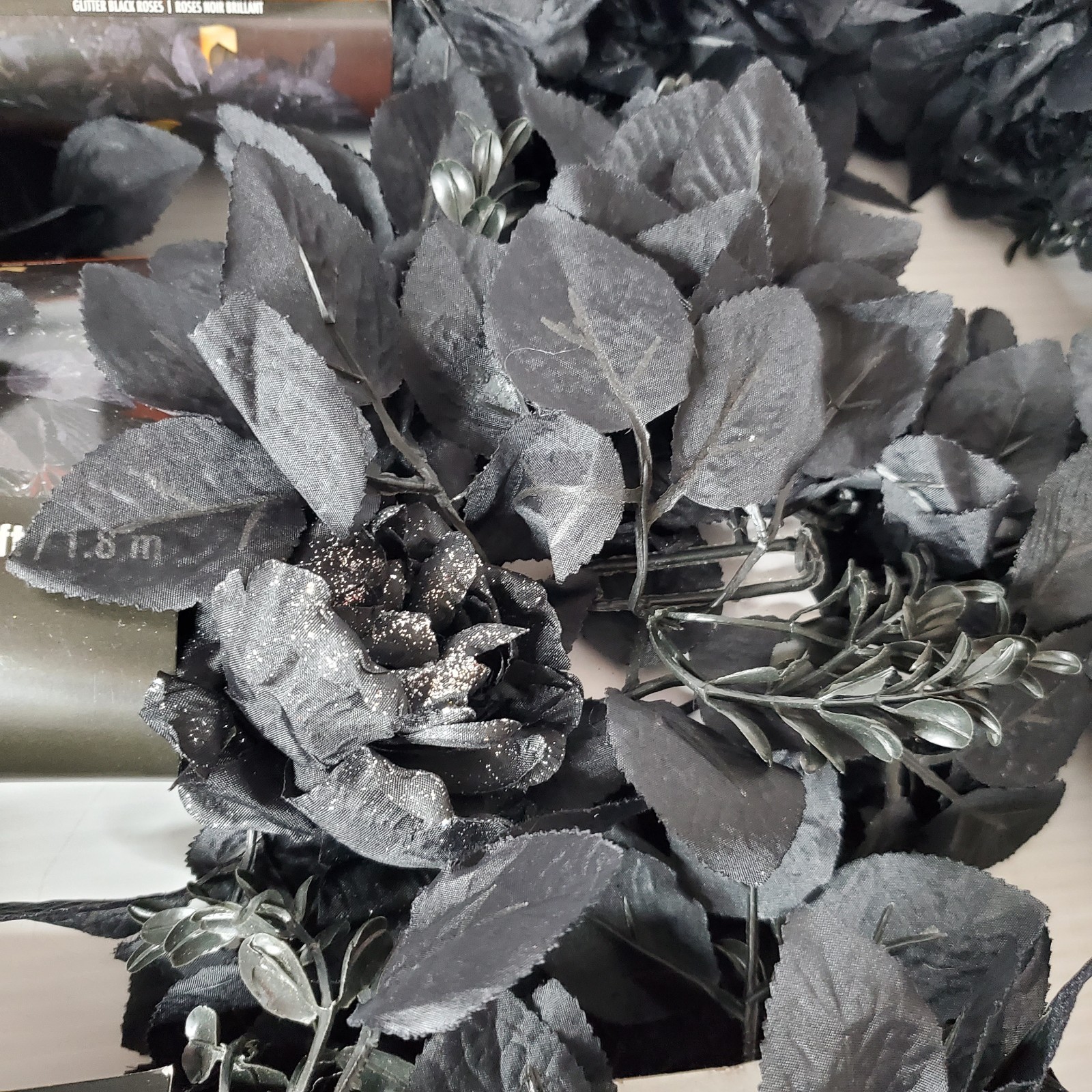 Ashland Halloween Gothic Chain Garland Glitter Black Rose 6ft Each Lot Set Of 8