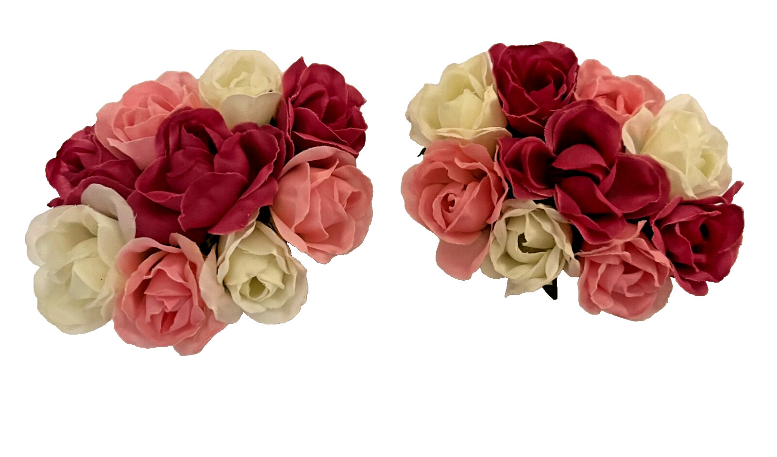 Set of 2 Silk Pink Faux Rose Miniature Clay Pots Home Accessory Decor Gifts