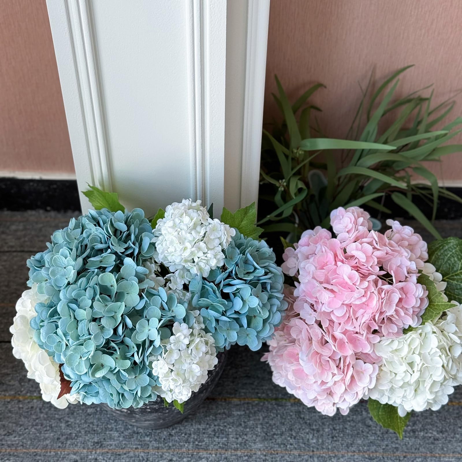 3 Pcs Real Touch Pink Hydrangea Artificial Flowers 21 inch Large Lifelike Lig…