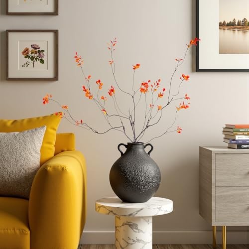 Artificial Ficus Branches 4PCS Artificial Eucalyptus Stems 35.4″orange 4pcs