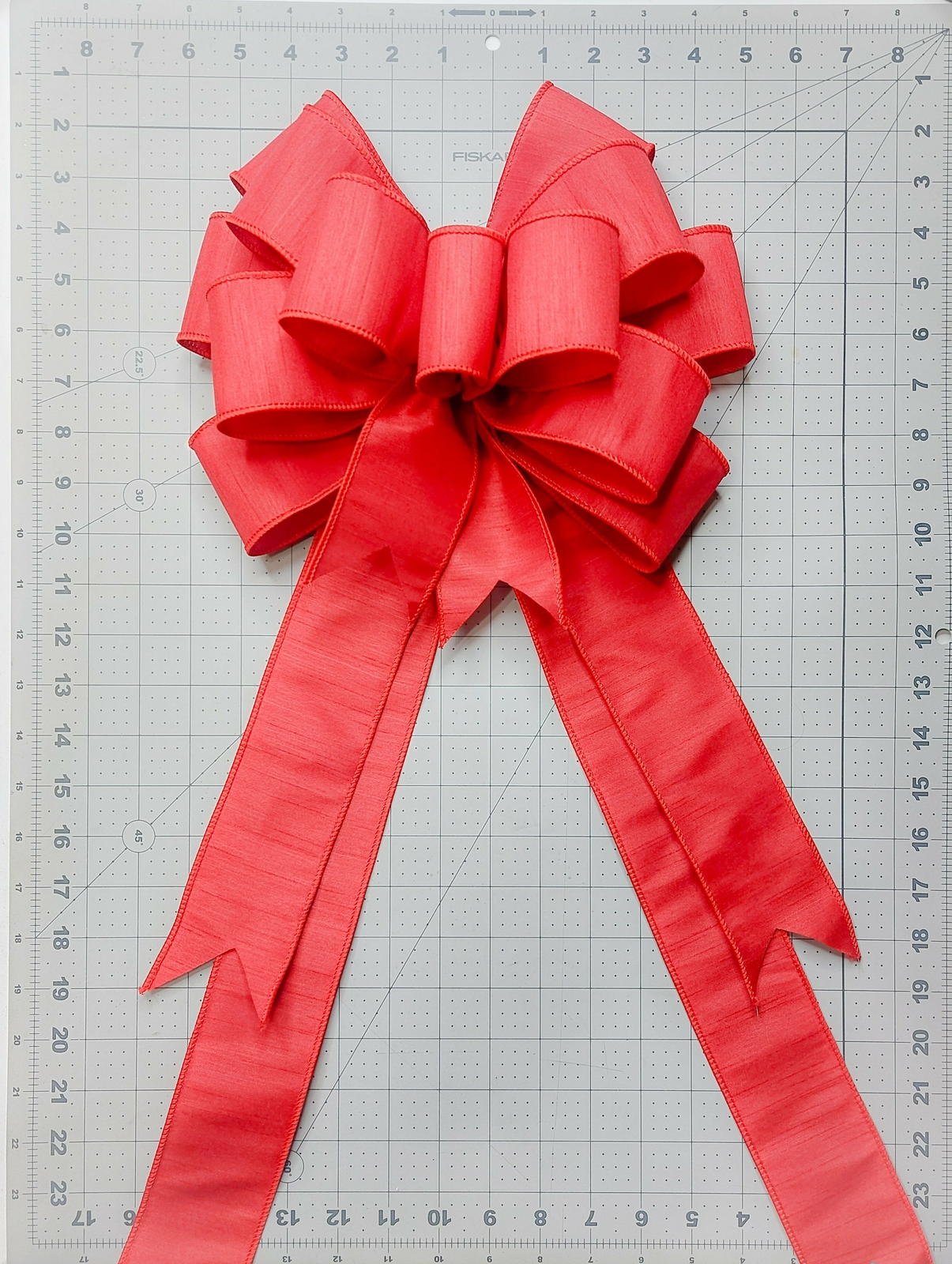 Red Dupioni Wreath Bow, Spring Bow, Wedding Bow, Christmas Bow
