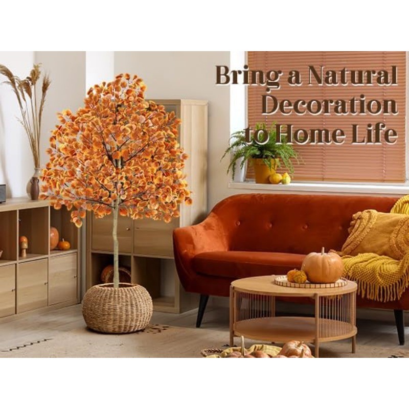 6FT Artificial Autumn Tree, Faux Autumn Harvest Tree for Home Decor Front Porch