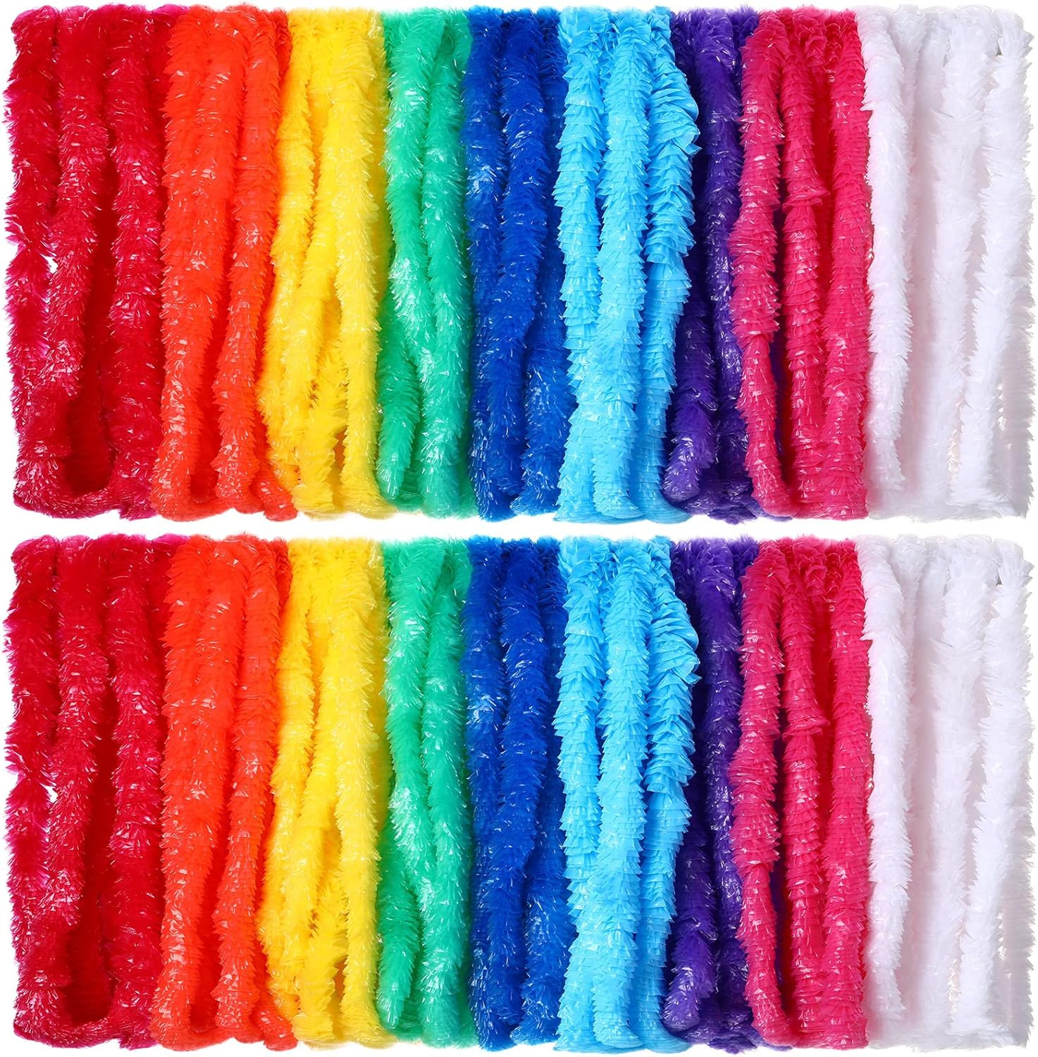 180 Pcs Plastic Lei Assortment Colorful Vibrant Flower Lei Necklaces Floral Hawa