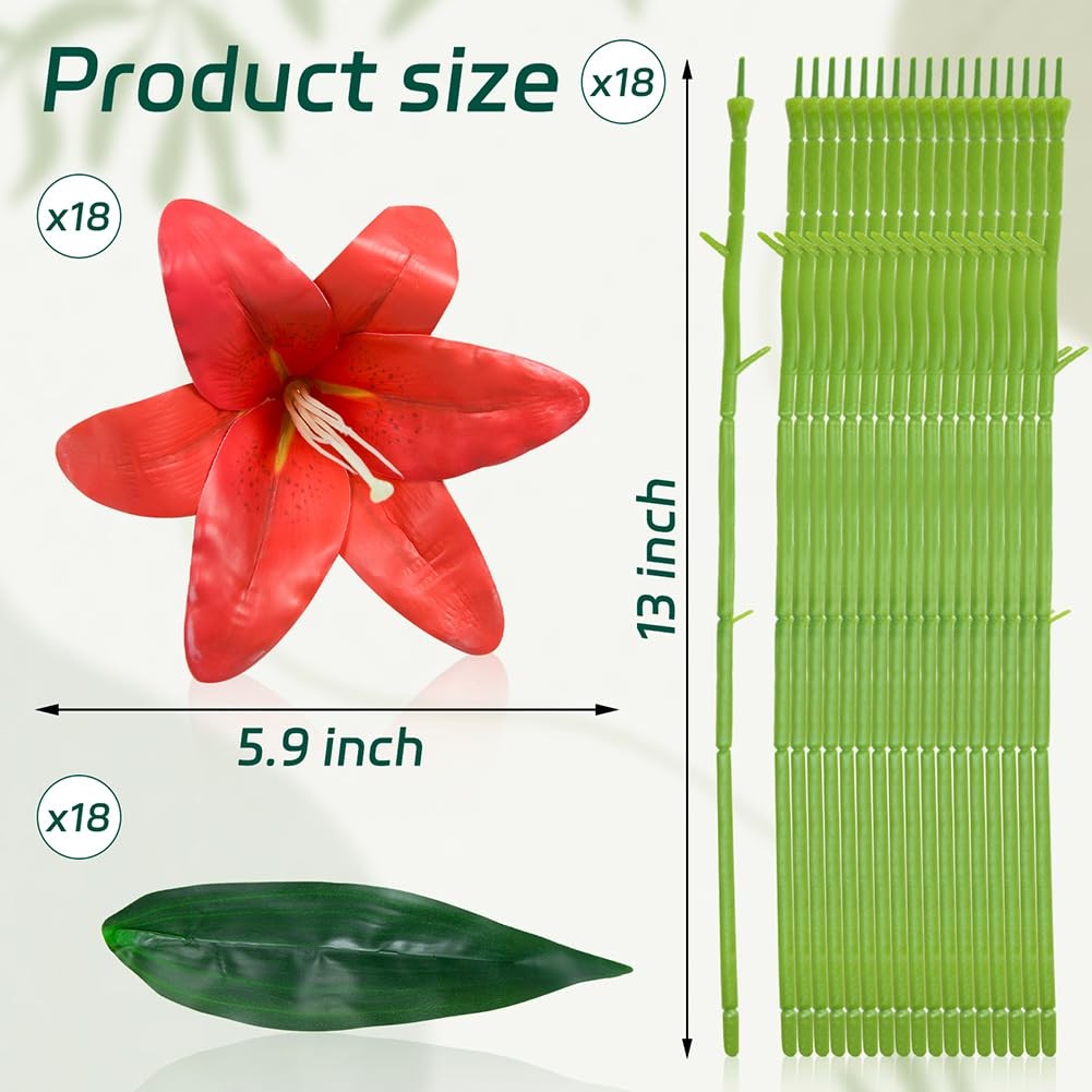 18 Pcs Faux Lily Heads 5.9 Inch Tiger Lily Artificial Flower Fake Lilies Flow…