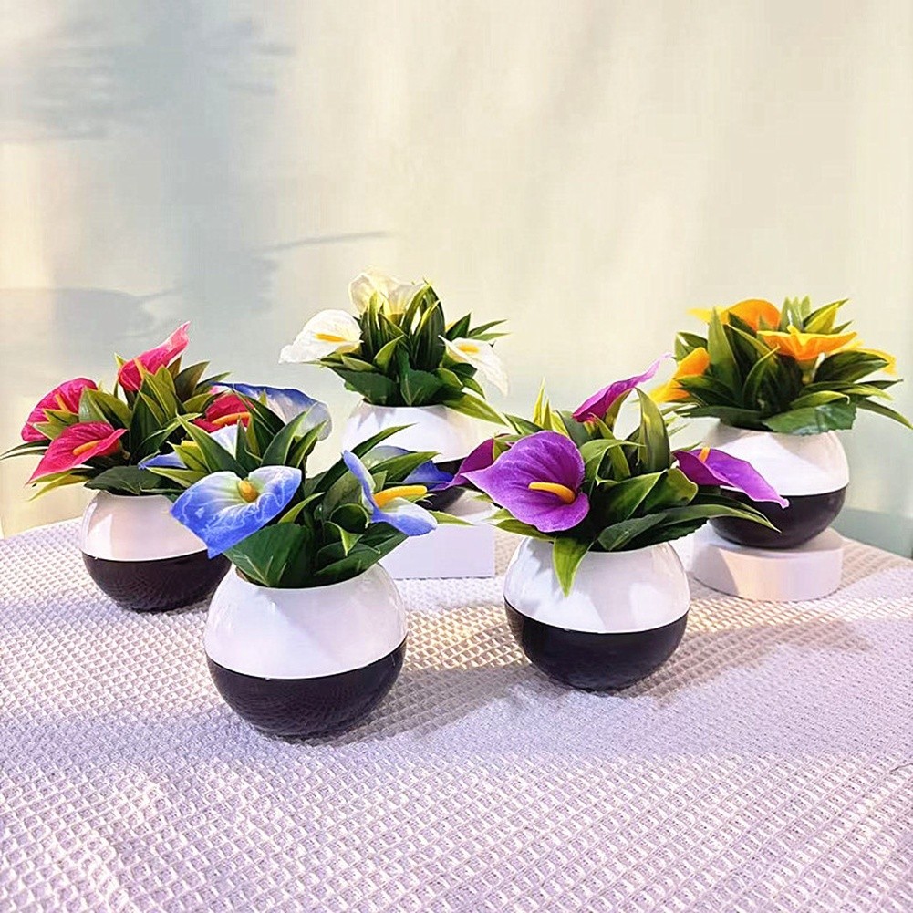 Realistic Artificial Calla Lily in Pot for Table Living Room Bedroom Decor