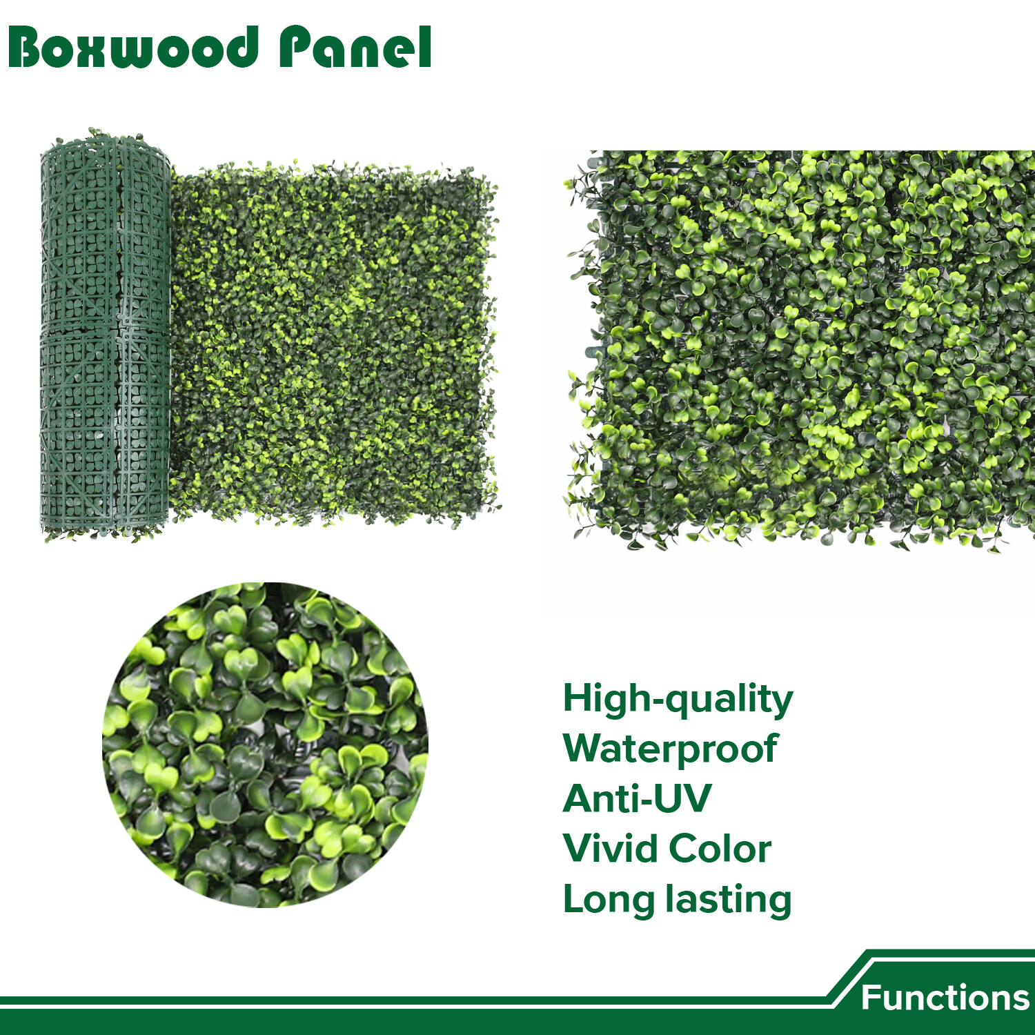 Artificial Boxwood Leaf with cover back Privacy Fence Screen Home Décor Hedge