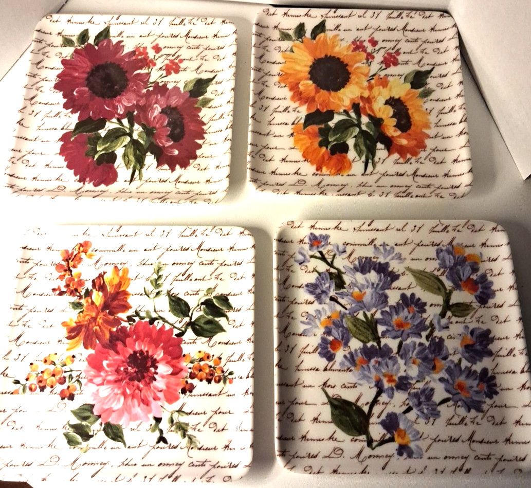 FLOWERSA rachel Ashell 4 Lot Plastic Plates Plants Cats Decorative Trinket…