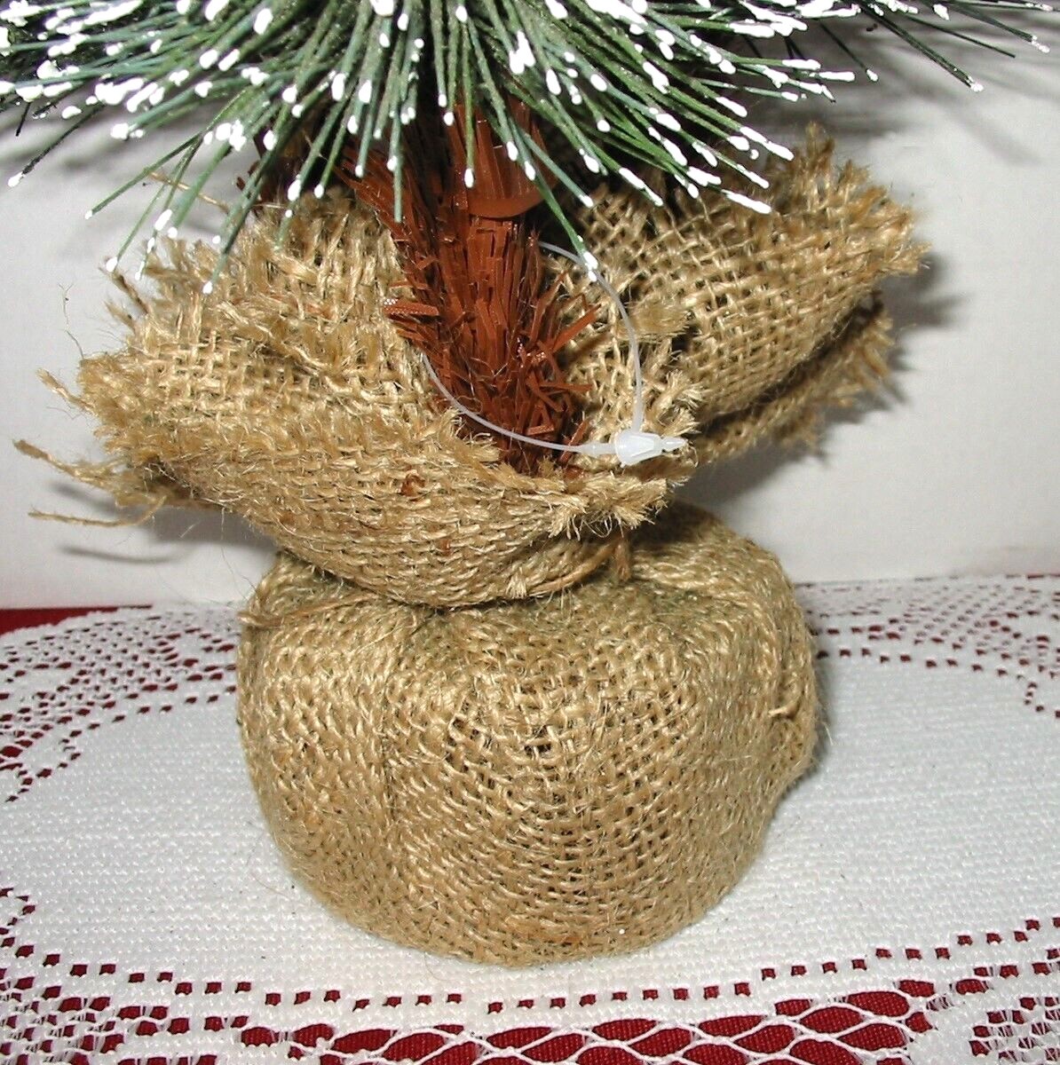Large 16″ Green Sisal Christmas Trees Figurine – Snowy tips ~ Weighted Bottom