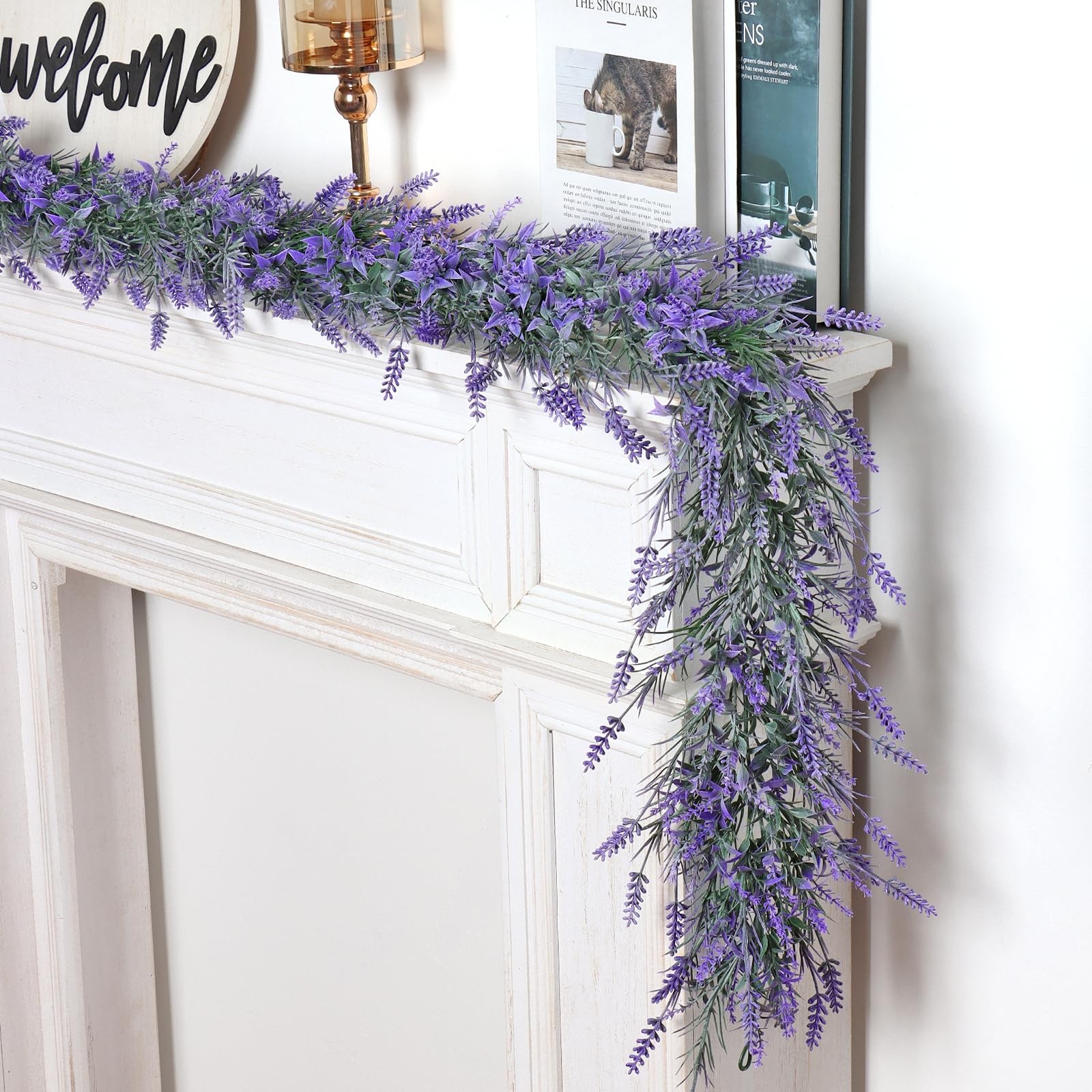TOCHGREEN 6FT 2PCS Spring Summer Lavender Garland Artificial Purple Flower Ga…
