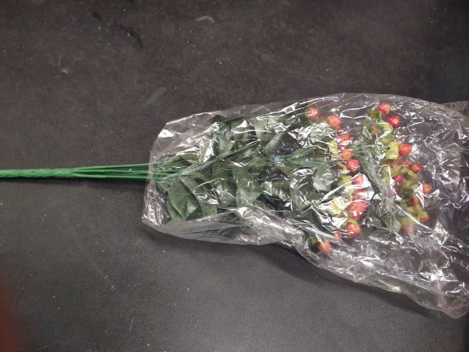15″ Retro Hypericum Berry Bush, Red Rust Brown, Plastic Berries Silk Leaves