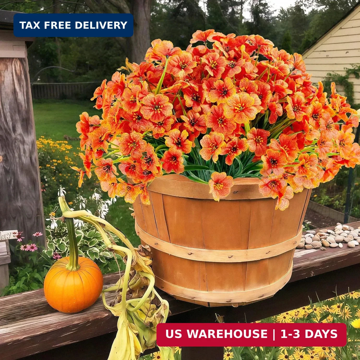 16 Bundles Artificial Mums Flowers for Outdorors, UV Protected No Fade Fall Flow