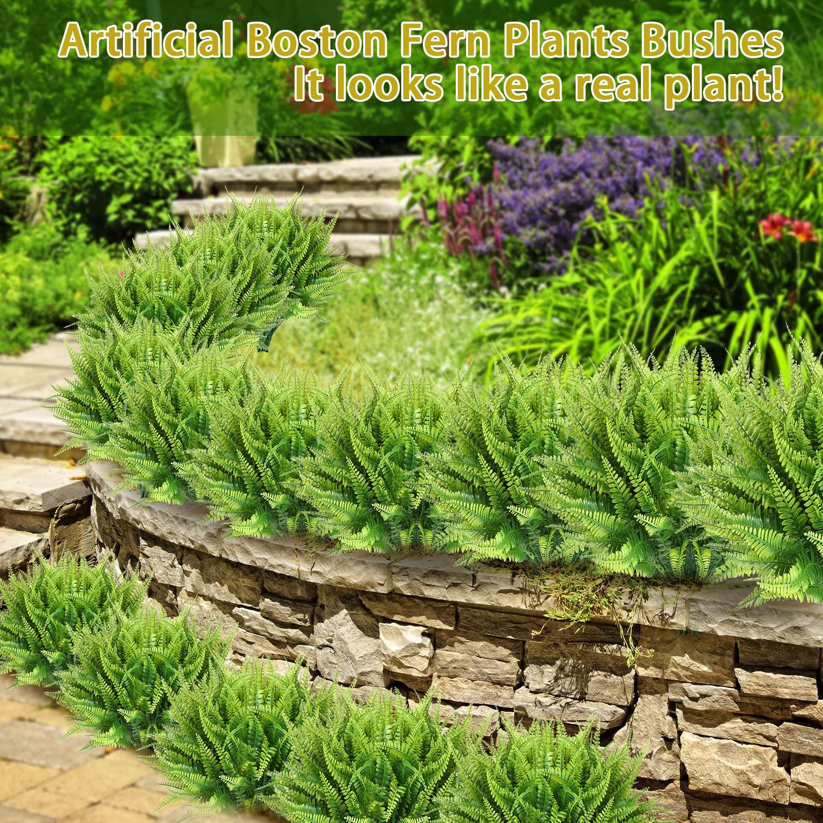 30 Pcs Artificial Boston Fern Plants Fake Boston Fern Stems UV Resistant Faux…