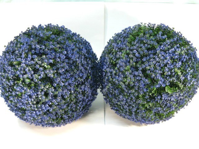 GARDEN SPHERES Set of 2 Wicker Park 12-Inch Lavender Flowers Hanging or Staked