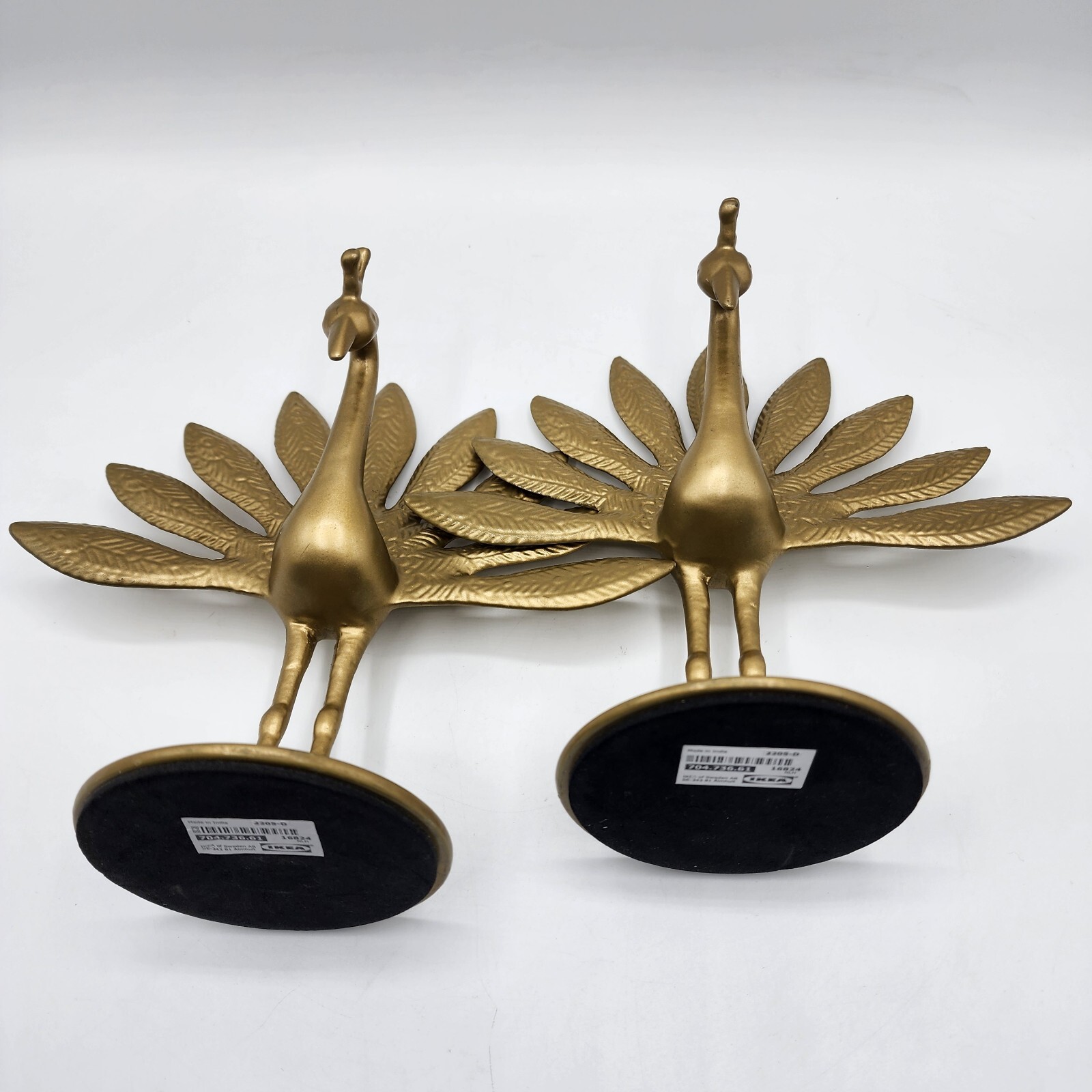 IKEA Markniva Decorative Brass Like Peacocks Figurines Lot of 2 Preowned.