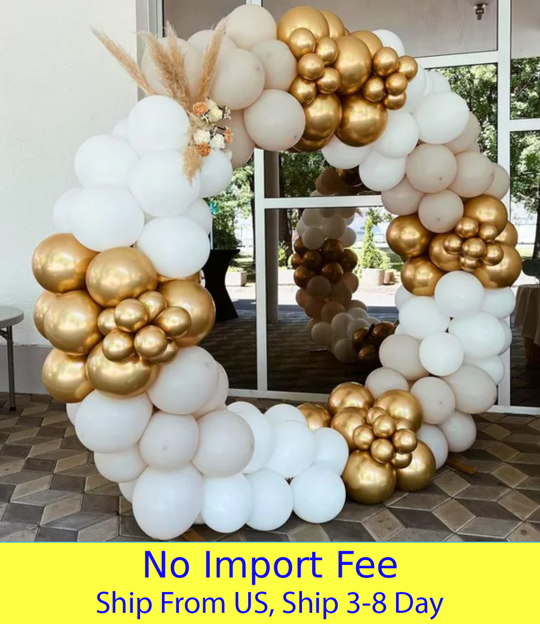 124PCS White Gold Balloon Garland Kit Arch Wedding Party Baby Shower Decor