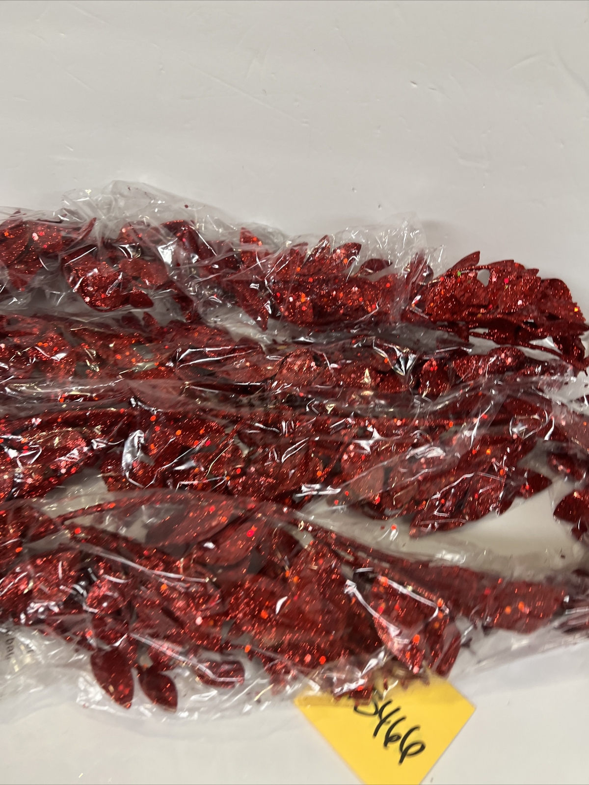 Set of 2 Red 4′ Shimmering Leaf Garlands Glitter Valerie Parr Hill